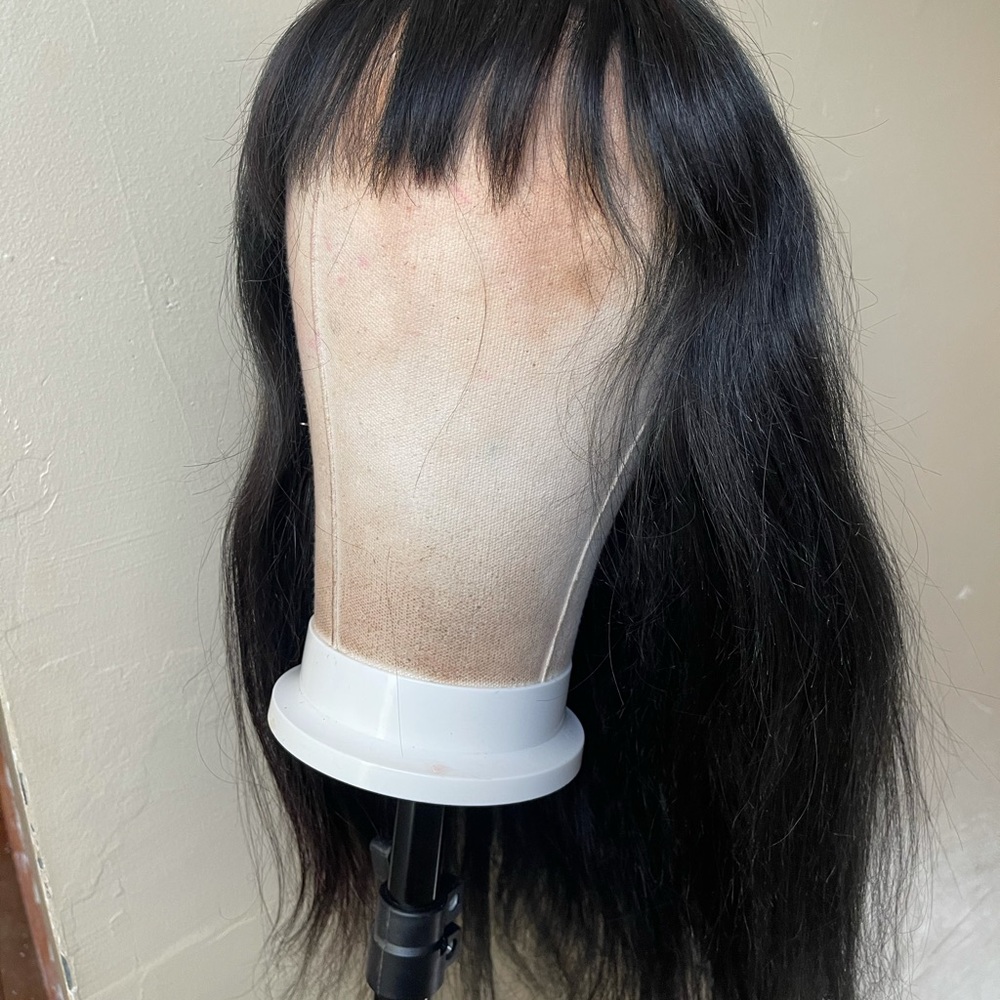 human hair bang wig